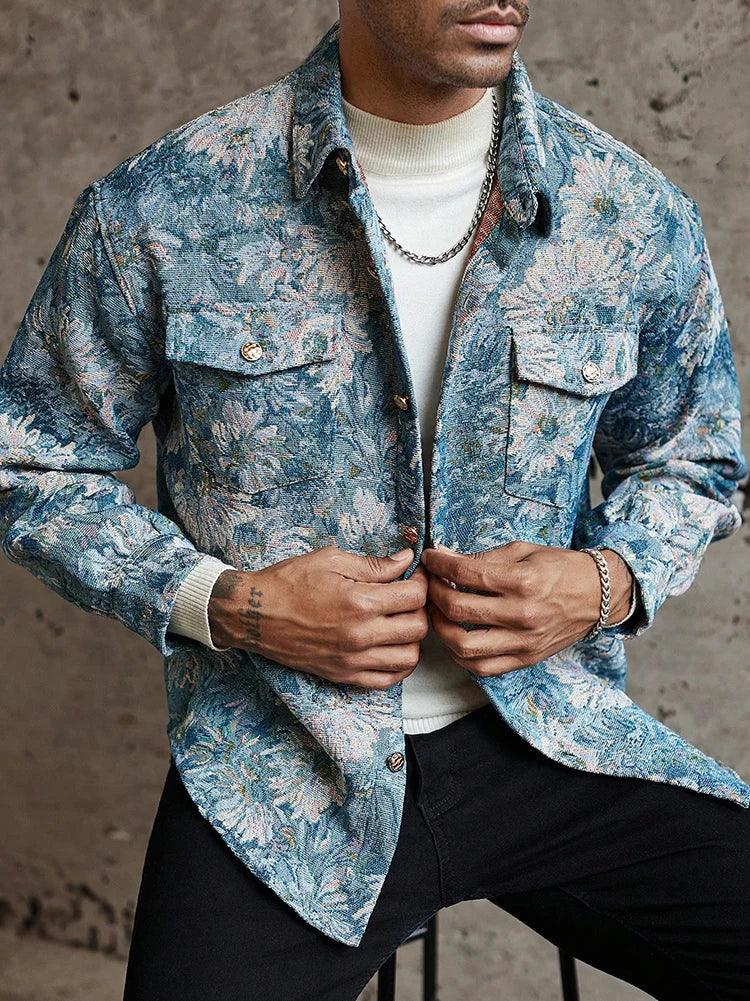 Practical fashion casual floral print men's jacket Loose and comfortable fabrics show the charm of daily travel men's jacket