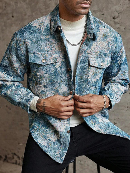 Practical fashion casual floral print men's jacket Loose and comfortable fabrics show the charm of daily travel men's jacket