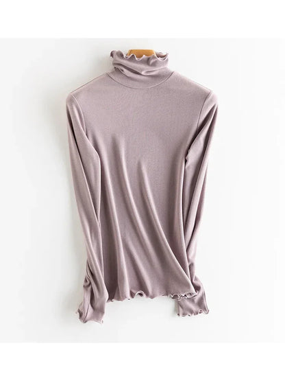 SuyaDream, Women Bottoming T Shirt, Silk Viscose Blend, Long Sleeves, Solid Basic Thermal  Shirt, 2024 Autumn Winter Top