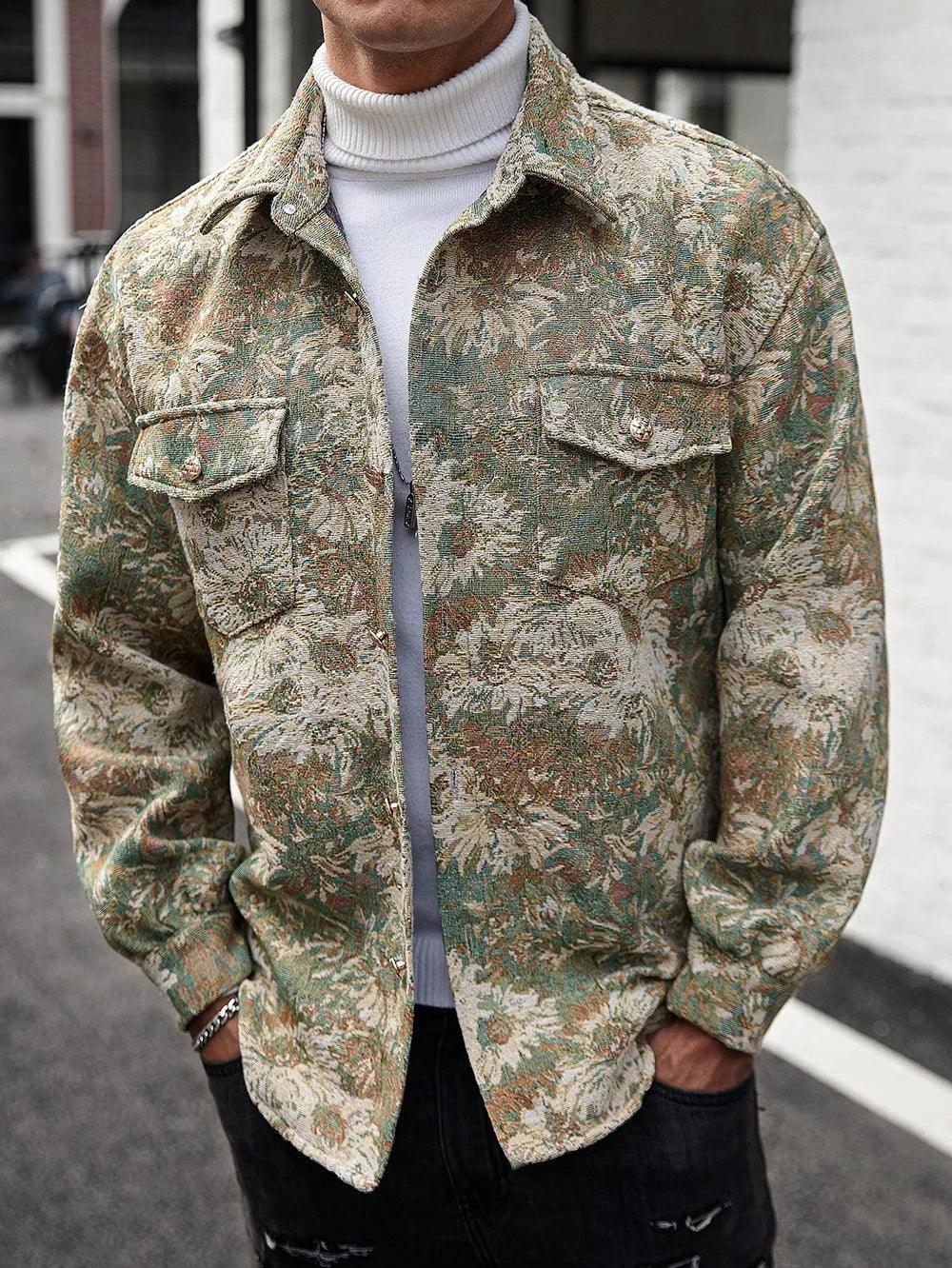 Practical fashion casual floral print men's jacket Loose and comfortable fabrics show the charm of daily travel men's jacket