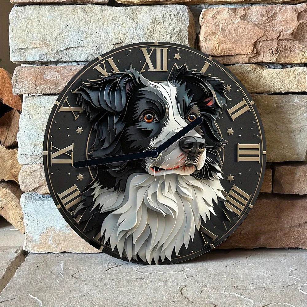 Boder Collie Clock Design Border Collie Silent Wall Clock – Montero Milan