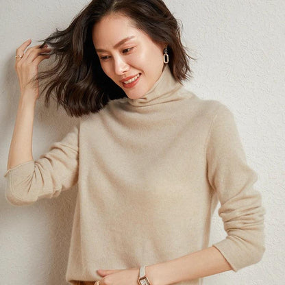 100%Merino Pure Wool Sweater Women's AutumnWinter Long Sleeve High Neck Pullover Warm High Quality Solid Color Basic Knit Jumper