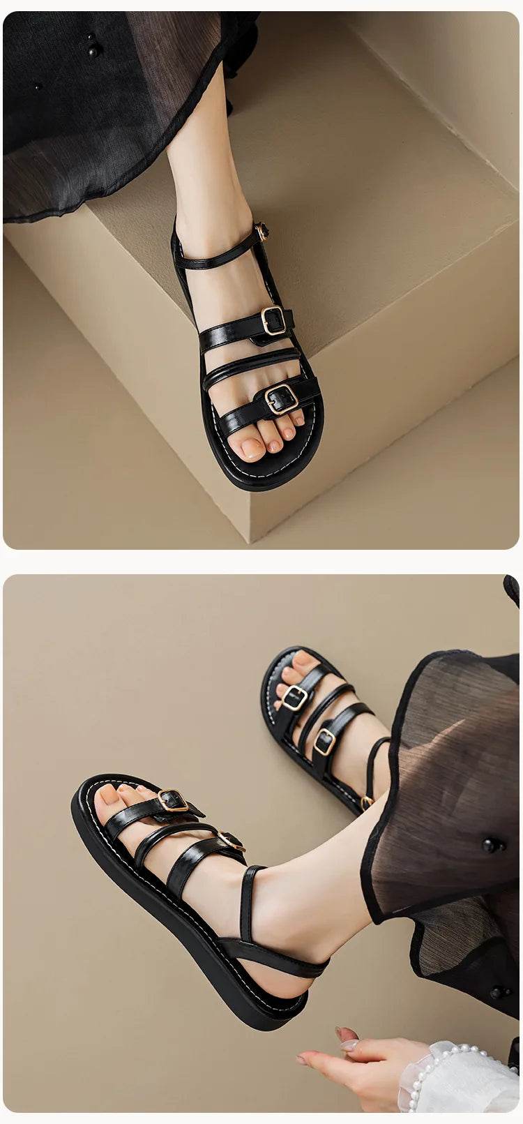 Vesta Leather Sandals - Montero Milan