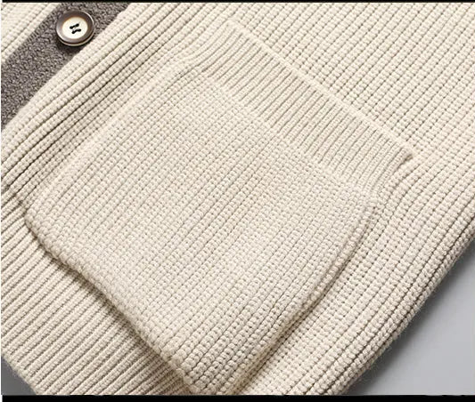 Two-Tone Knit Button Cardigan