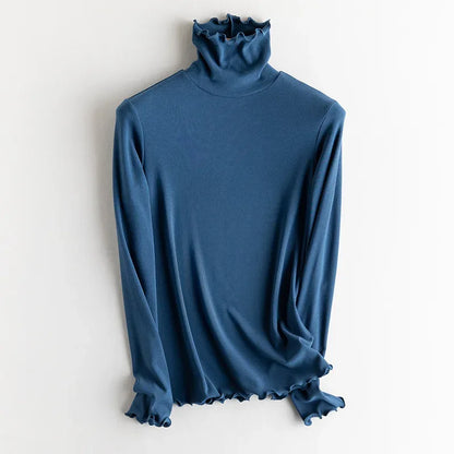 SuyaDream, Women Bottoming T Shirt, Silk Viscose Blend, Long Sleeves, Solid Basic Thermal  Shirt, 2024 Autumn Winter Top