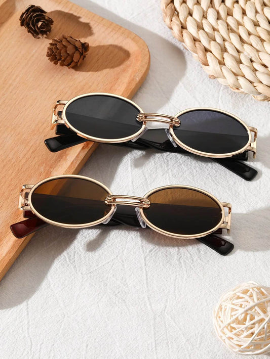 Gold Oval Retro Sunglasses - Montero Milan