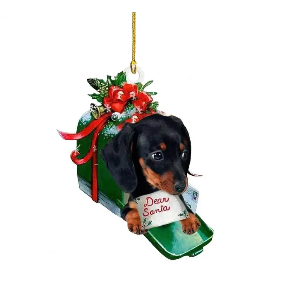 Dachshund Pendant Auto Rearview Mirror Ornament With Lanyard Realistic Shape Christmas Tree Decor Dog Hanging Pendant 개 펜던트 - Montero Milan