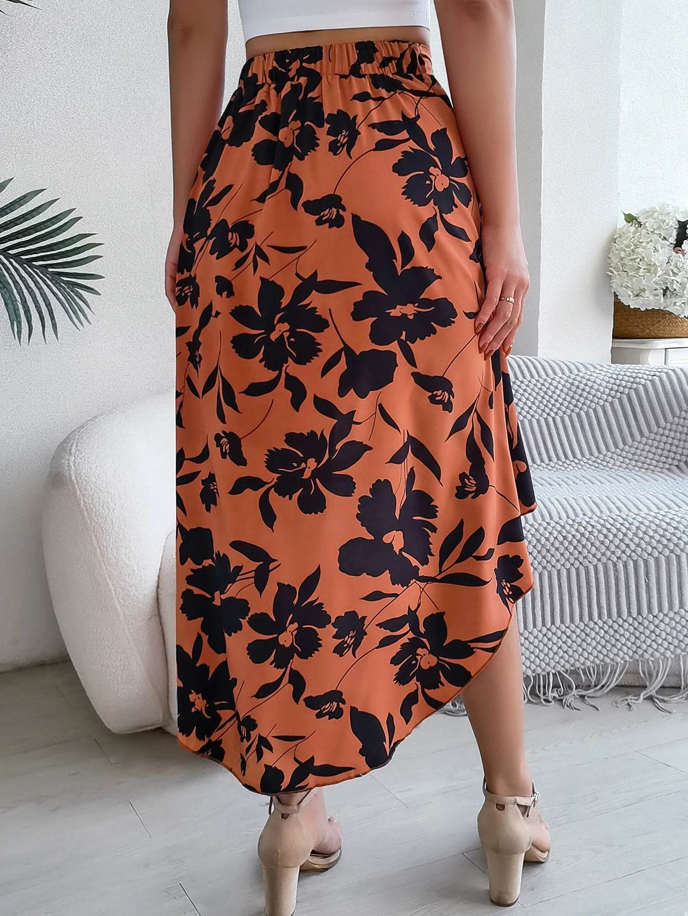 Floral High-Low Midi Skirt - Montero Milan