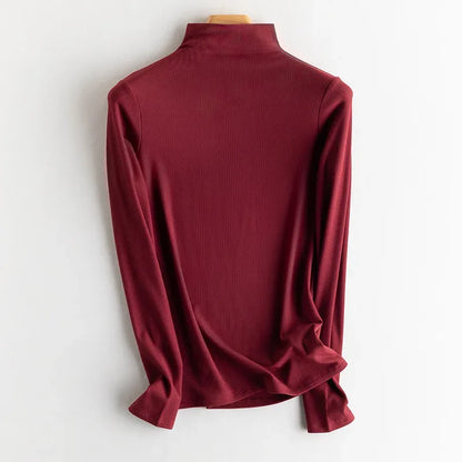 SuyaDream, Women Bottoming T Shirt, Silk Viscose Blend, Long Sleeves, Solid Basic Thermal  Shirt, 2024 Autumn Winter Top