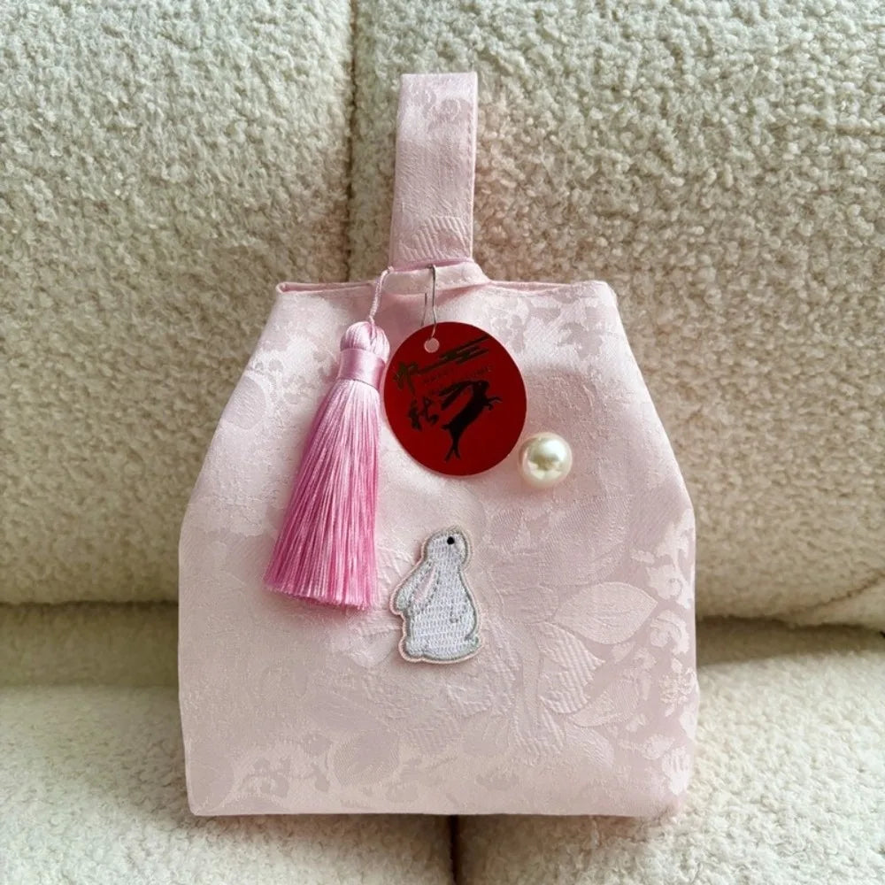 3Colors Tassel Wrist Bag Chinese Style Tassel Pendant Embroidery Hanfu Handbag Cheongsam Accessories Imitation Silk Gift Pouch