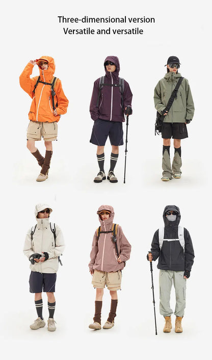 New Men Waterproof Hiking Jacket Women Windproof Sports Coat High Quality Hooded Jacket Outdoor Ride Climbing Running Jacket