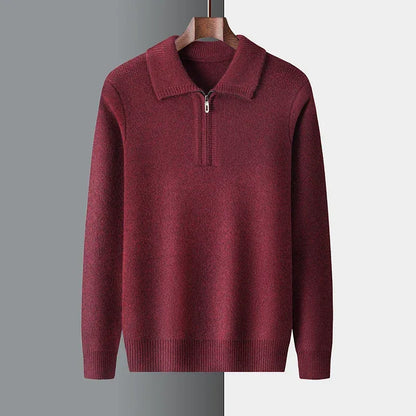 New Men Cashmere Sweater for Warm Comfort Knitted Long Sleeved O-neck Zipper Pullover Alpaca Sweater Male Brand