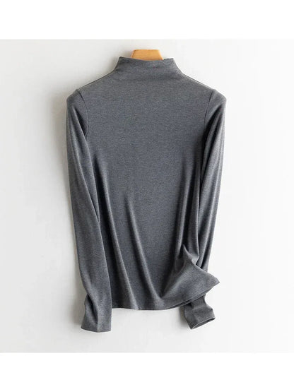 SuyaDream, Women Bottoming T Shirt, Silk Viscose Blend, Long Sleeves, Solid Basic Thermal  Shirt, 2024 Autumn Winter Top
