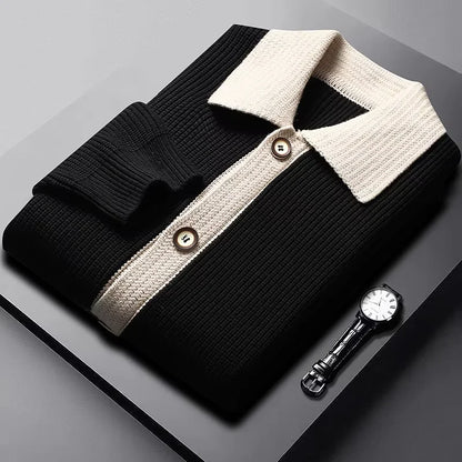 Two-Tone Knit Button Cardigan