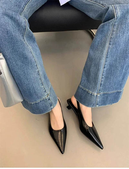 Summer Pointed Toe Women Sandals Fashion Singbacks Mules Shoes Ladies Elegant Low Heel Stripper Party Sandalias - Montero Milan