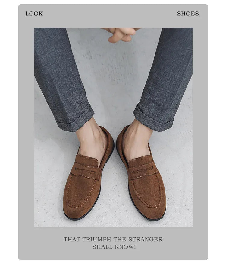 Autumn Suede Loafers Man Large Size 45 Comfort Slip-on Casual Shoes Men Flats Retro Brown Moccasins For Men zapatos de hombre