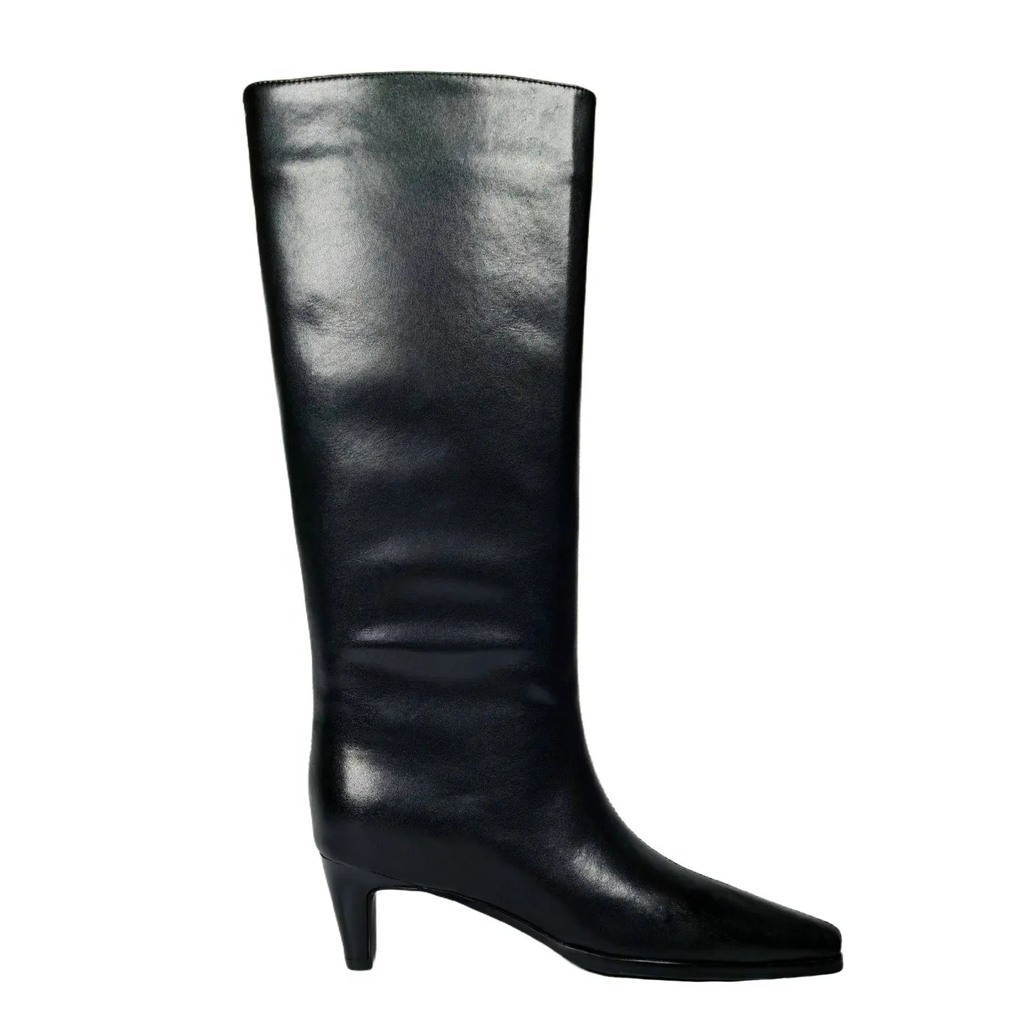 QUTAA Fashion Winter Women Knee High Boots Cow Suede Autumn Shoes Pointed Toe Buckles Chunky High Heels Motorcycle Boots 34-43