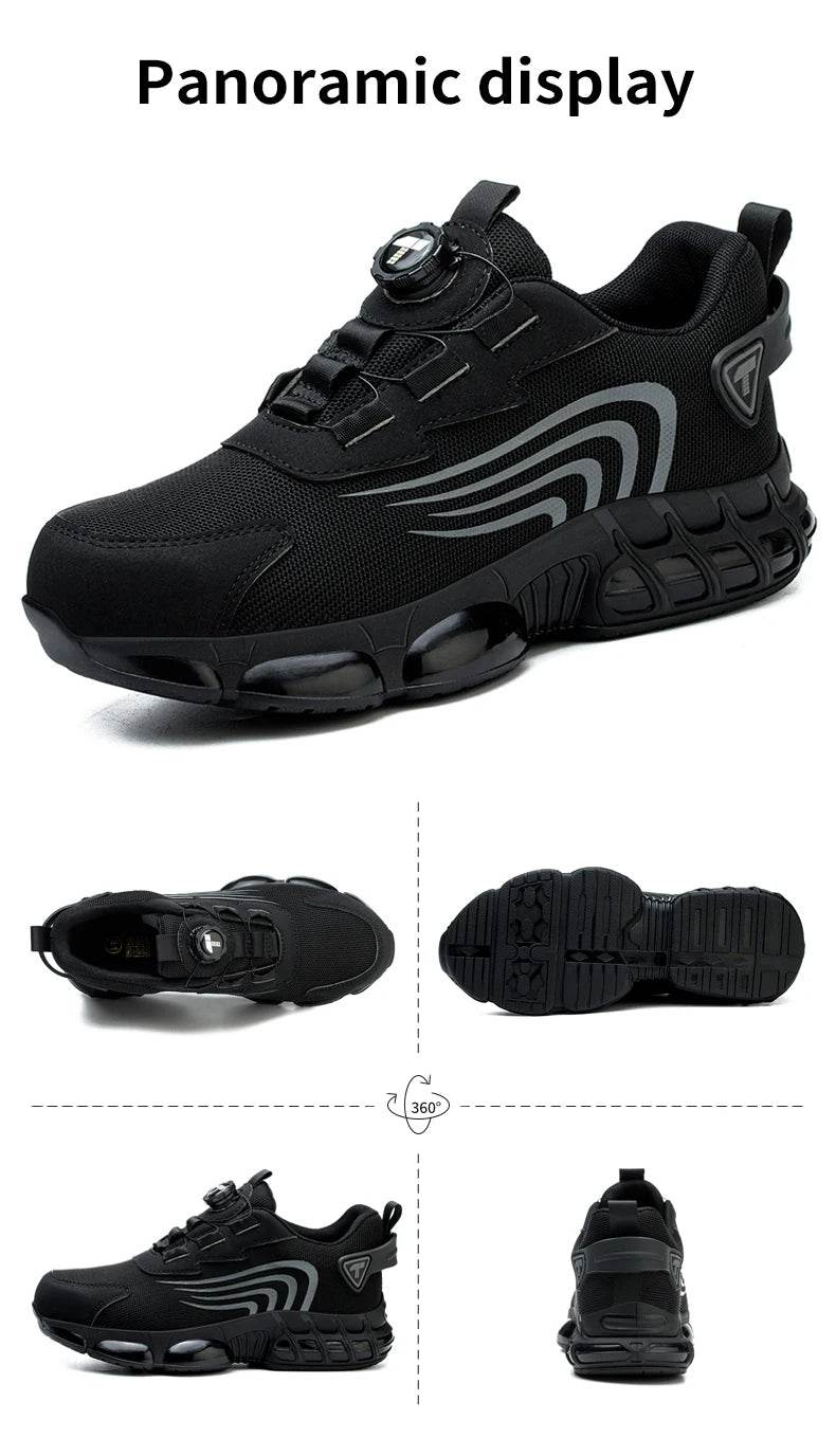 Rotary button new safety shoes for men, anti-impact and anti-piercing work shoes, fashionable men's sports shoes, and safety pro - Montero Milan
