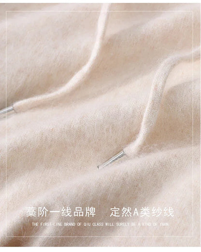 Men's Clothing: 100% Pure Mink Cashmere Knitted Sweater Casual And Loose Large-Sized Hooded Pullover Autumn Winter New Products