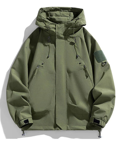 Windbreakers Men Hooded Jacket Zipper Coat Cargo Waterproof Black Bomber Camping Loose Thin Softshell Hooded Hiking Jacket