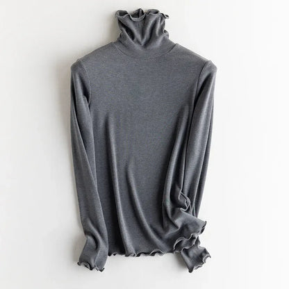 SuyaDream, Women Bottoming T Shirt, Silk Viscose Blend, Long Sleeves, Solid Basic Thermal  Shirt, 2024 Autumn Winter Top