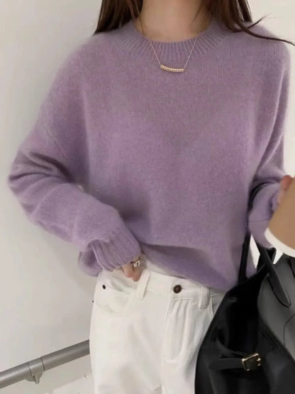 High-grade turtleneck 100 pure cashmere sweater women's autumn and winter thick sweater loose wool knit