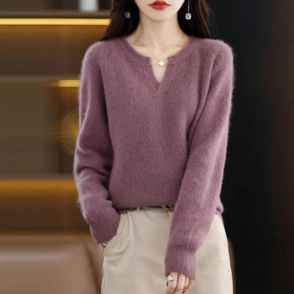 Elegant V-Neck Mink Cashmere Sweater - Montero Milan