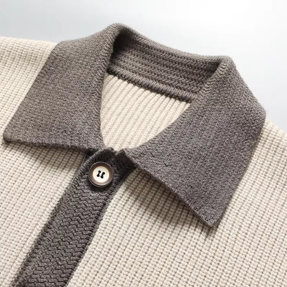 Two-Tone Knit Button Cardigan