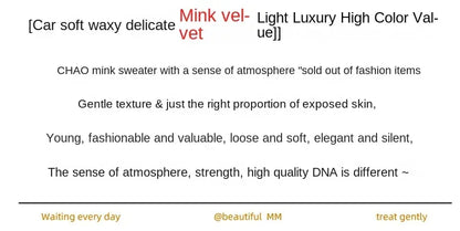New Women's Clothing For Autumn/Winter 2024 100% Mink Plush Turtleneck Pullover Sweater Ladies Cashmere Sweater Dbr-018