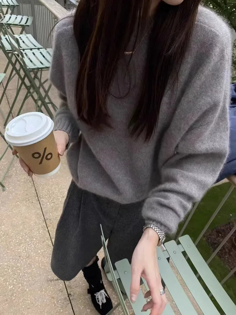High-grade turtleneck 100 pure cashmere sweater women's autumn and winter thick sweater loose wool knit