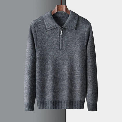 New Men Cashmere Sweater for Warm Comfort Knitted Long Sleeved O-neck Zipper Pullover Alpaca Sweater Male Brand