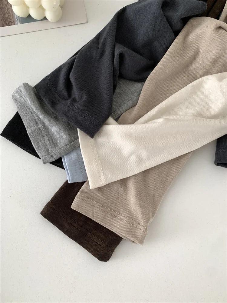 Silk Wool Splice Long Sleeve T-shirt Women Spring Summer Thin Soft Waxy Fit Solid Color Backing Top