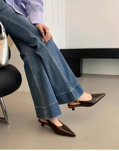 Summer Pointed Toe Women Sandals Fashion Singbacks Mules Shoes Ladies Elegant Low Heel Stripper Party Sandalias - Montero Milan