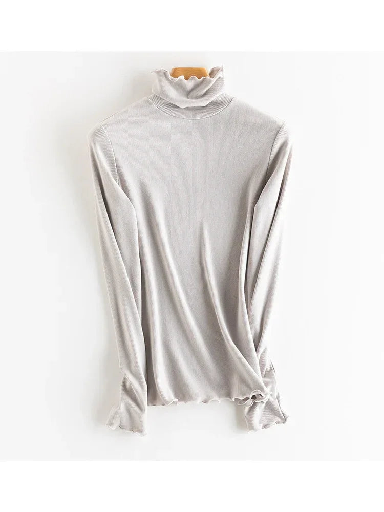 SuyaDream, Women Bottoming T Shirt, Silk Viscose Blend, Long Sleeves, Solid Basic Thermal  Shirt, 2024 Autumn Winter Top