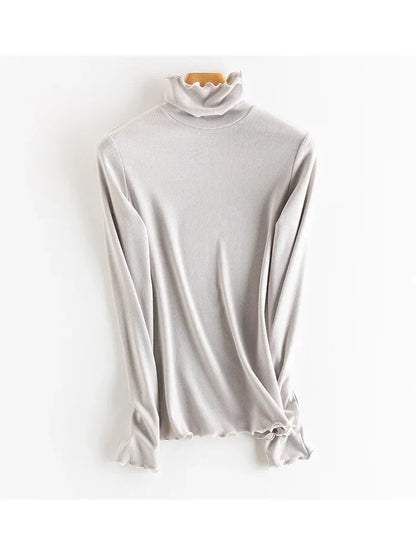 SuyaDream, Women Bottoming T Shirt, Silk Viscose Blend, Long Sleeves, Solid Basic Thermal  Shirt, 2024 Autumn Winter Top