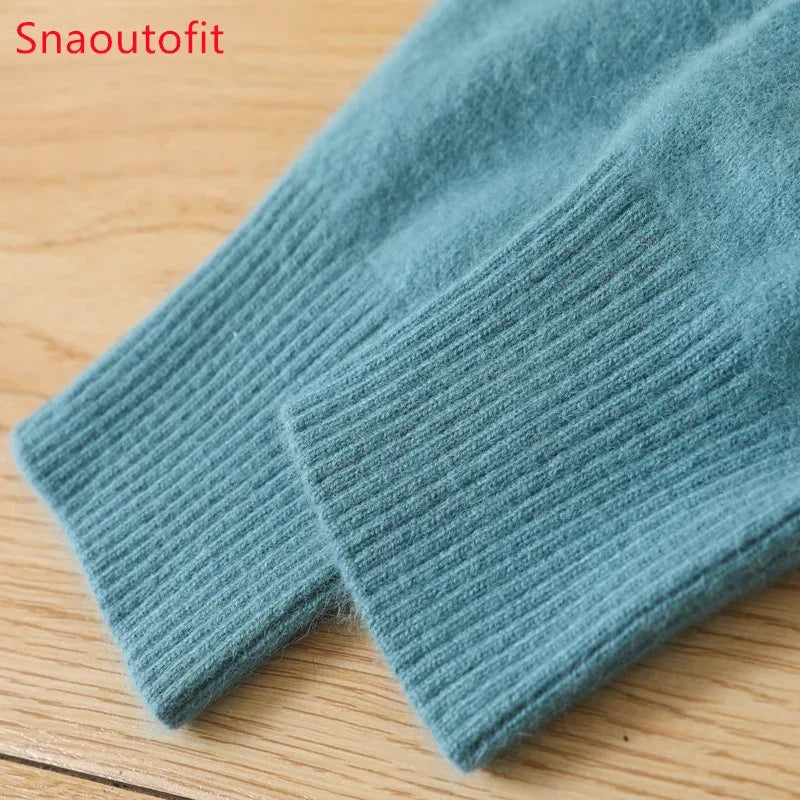 Men's 100% Pure Mink Cashmere Sweater O-Neck Pullovers Knit Sweater Autumn and Winter New Long Sleeve High-End Jumpers Mink Tops
