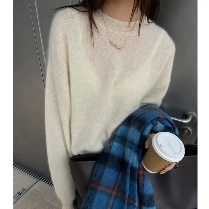 High-grade turtleneck 100 pure cashmere sweater women's autumn and winter thick sweater loose wool knit