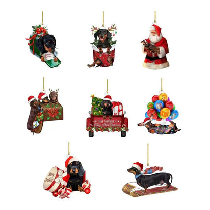 Dachshund Pendant Auto Rearview Mirror Ornament With Lanyard Realistic Shape Christmas Tree Decor Dog Hanging Pendant 개 펜던트 - Montero Milan