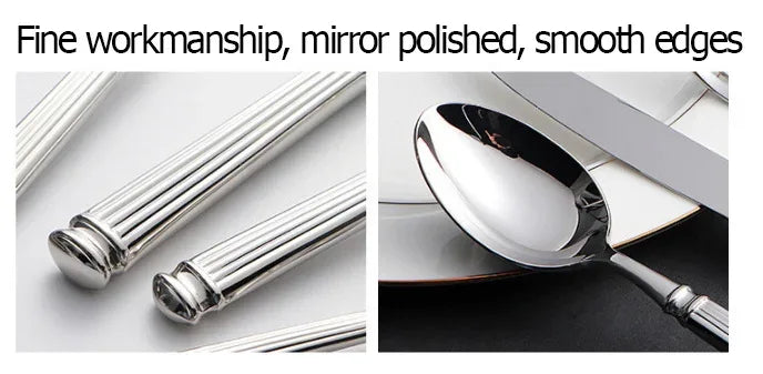 4pcs Bright 18/10 Stainless Steel Luxury Cutlery Set Dinnerware Tableware Knife Spoon Fork Flatware Dishwasher Safe Utensils