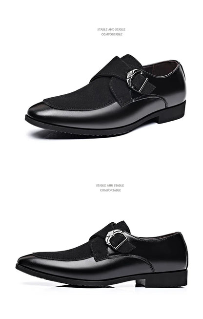 Polished Leather Buckle Loafers