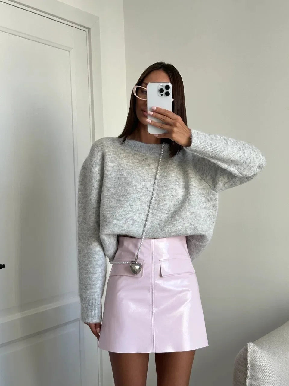 Hirsionsan Basic O Neck Basic Sleeve Sweater Women 2025 Oversized Short Knitted Wool Pullover Female Casual Thick Warm Soft Tops
