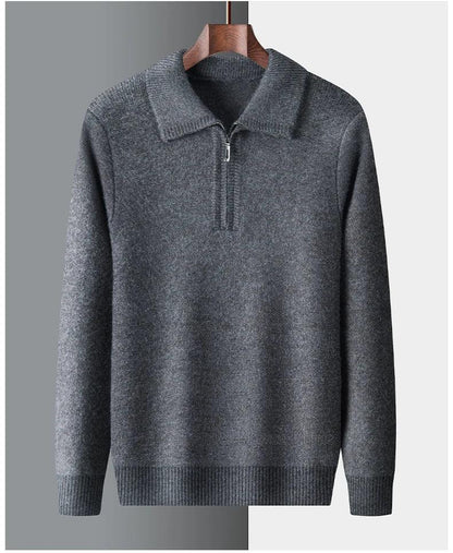 New Men Cashmere Sweater for Warm Comfort Knitted Long Sleeved O-neck Zipper Pullover Alpaca Sweater Male Brand