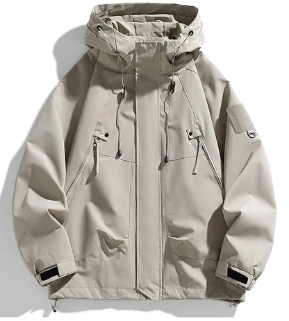 Windbreakers Men Hooded Jacket Zipper Coat Cargo Waterproof Black Bomber Camping Loose Thin Softshell Hooded Hiking Jacket
