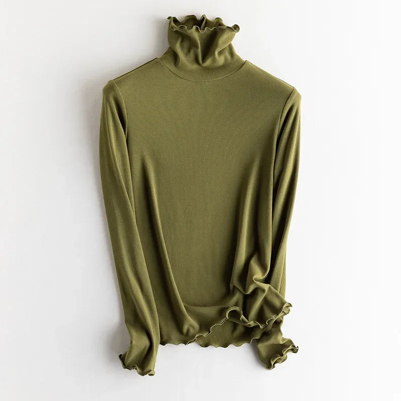 SuyaDream, Women Bottoming T Shirt, Silk Viscose Blend, Long Sleeves, Solid Basic Thermal  Shirt, 2024 Autumn Winter Top