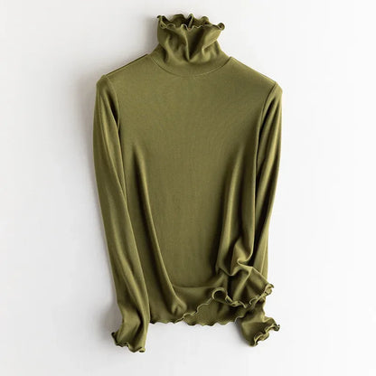 SuyaDream, Women Bottoming T Shirt, Silk Viscose Blend, Long Sleeves, Solid Basic Thermal  Shirt, 2024 Autumn Winter Top