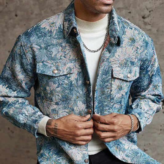 Practical fashion casual floral print men's jacket Loose and comfortable fabrics show the charm of daily travel men's jacket