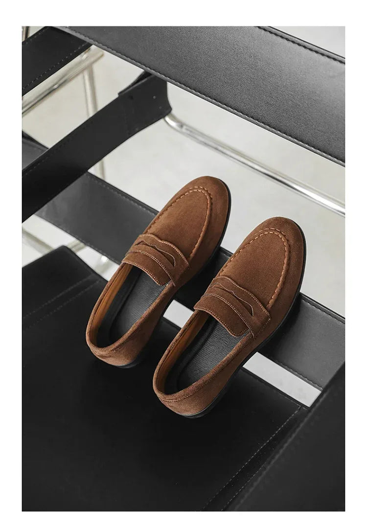 Autumn Suede Loafers Man Large Size 45 Comfort Slip-on Casual Shoes Men Flats Retro Brown Moccasins For Men zapatos de hombre