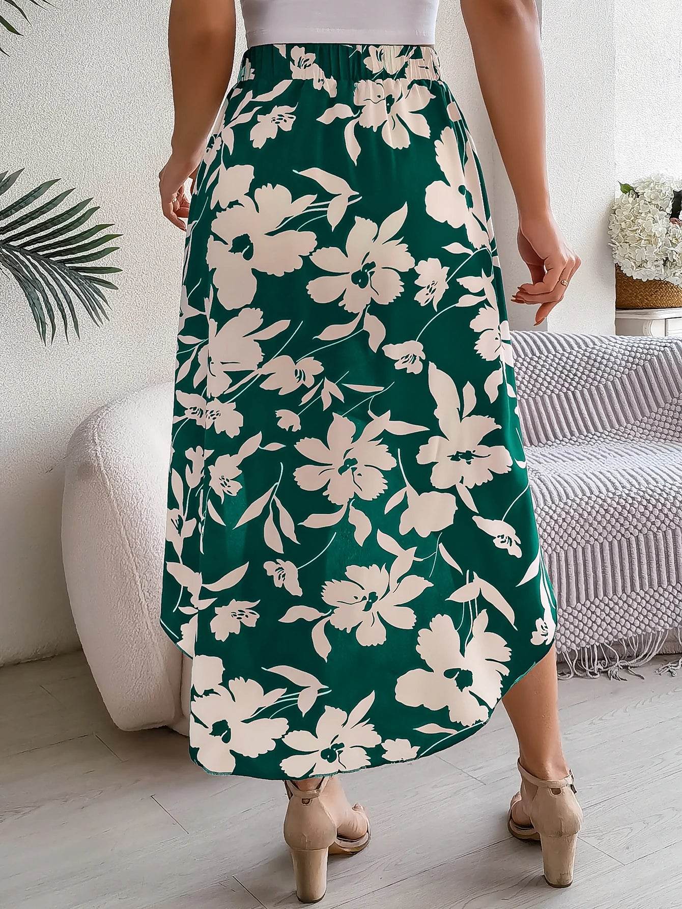 Floral High-Low Midi Skirt - Montero Milan