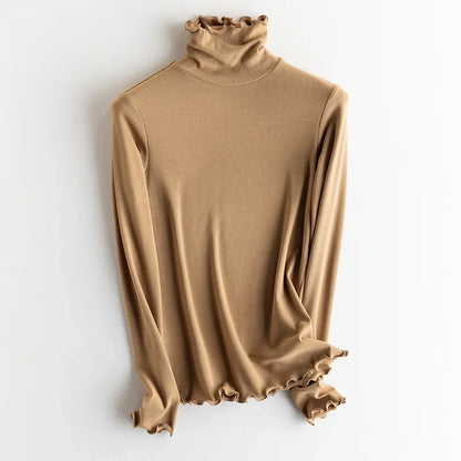 SuyaDream, Women Bottoming T Shirt, Silk Viscose Blend, Long Sleeves, Solid Basic Thermal  Shirt, 2024 Autumn Winter Top