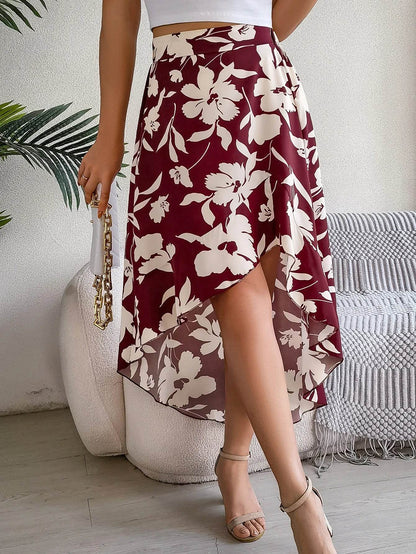 Floral High-Low Midi Skirt - Montero Milan